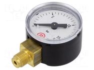 Manometer; 0÷16bar; G 1/8",bottom connection; 40mm; metal PNEUMAT