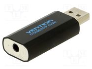 PC extension card: sound; black; Jack 3.5mm socket,USB A plug VENTION