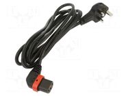 Cable; BS 1363 (G) plug,IEC C13 female angled right; 3m; black SCHAFFNER