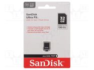 Pendrive; USB 3.2; 32GB; R: 130MB/s; ULTRA FIT; USB A SANDISK