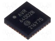 IC: AVR microcontroller; VQFN28; Ext.inter: 23; Cmp: 1; AVR64 MICROCHIP TECHNOLOGY