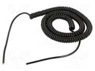 Wire: coiled; 2x0.35mm2; unshielded; PUR; black; 300V; 0.8m; 3.2m SIMECH