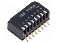 Switch: DIP-SWITCH; Poles number: 8; OFF-ON; 0.025A/24VDC; Pos: 2 C&K