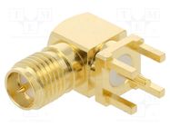 Socket; RP-SMA; female; angled 90°; THT; on PCBs; PTFE; gold-plated ADAM TECH