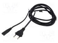 Cable; 2x0.5mm2; CEE 7/16 (C) plug,IEC C7 female; PVC; 1.8m; 3A SAVIO