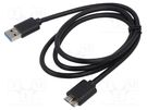 Cable; USB 3.0,USB 3.1; USB A plug,USB B micro plug; 1m; black SAVIO