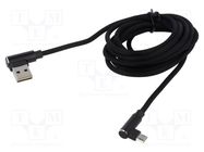 Cable; USB 2.0; 2m; black; 480Mbps; textile; Standard: Quick Charge SAVIO
