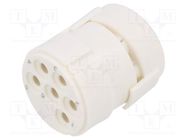 Connector: M23; contact insert; PIN: 6; female; for cable; 20A; 300V HUMMEL