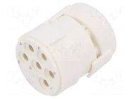 Connector: M23; contact insert; PIN: 6; female; for cable; 20A; 300V HUMMEL
