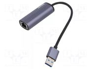 USB to Ethernet adapter; USB 3.1; PnP; grey; 0.18m; aluminium SAVIO