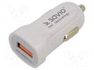 USB power supply; USB A socket; white; Uin: 12÷24V SAVIO