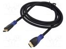 Cable; HDMI 1.4; HDMI plug,both sides; Len: 1.5m; black; 30AWG SAVIO