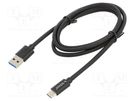 Cable; USB 3.0,USB 3.1; USB A plug,USB C plug; 1m; black; 5Gbps SAVIO