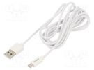Cable; USB 2.0; USB A plug,USB B micro plug; 2m; white; 480Mbps SAVIO