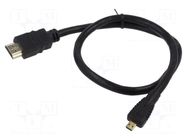 Cable; HDMI plug,micro HDMI plug; HDMI 1.4; Len: 0.5m; black SAVIO