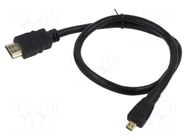 Cable; HDMI plug,micro HDMI plug; Len: 0.5m; black; HDMI 1.4 SAVIO