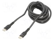 Cable; USB 2.0; USB C plug,both sides; 2m; black; 480Mbps; textile SAVIO