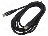 Cable; USB 2.0; USB C plug,both sides; 2m; black; 480Mbps; textile SAVIO