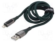 Cable; USB 2.0; Apple Lightning plug,USB A plug; 1m; black; 12W SAVIO