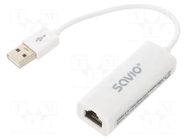 USB to Ethernet adapter; USB 2.0; PnP; white SAVIO