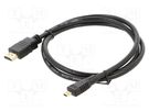 Cable; HDMI 1.4; HDMI plug,micro HDMI plug; Len: 1m; black; 32AWG SAVIO