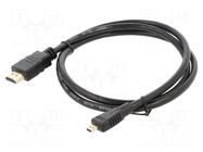 Cable; HDMI plug,micro HDMI plug; Len: 1m; black; HDMI 1.4; 32AWG SAVIO