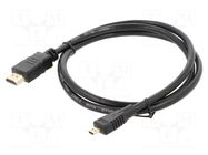Cable; HDMI plug,micro HDMI plug; HDMI 1.4; Len: 1m; black; 32AWG SAVIO
