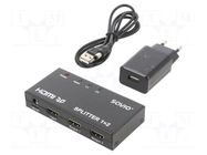 Splitter; black; Input: DC socket,HDMI socket SAVIO