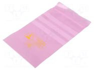 Protection bag; ESD; L: 150mm; W: 100mm; Thk: 75um; polyetylene; pink DESCO EUROPE