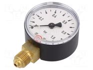 Manometer; 0÷1bar; G 1/4",bottom connection; 50mm; Temp: -20÷60°C PNEUMAT