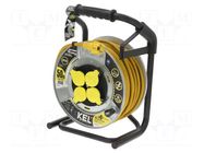 Extension lead; 3x1.5mm2; reel,with non-rotating sockets; 50m KEL