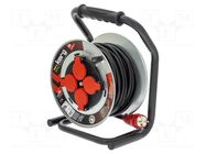Extension lead; 3x2.5mm2; reel; Sockets: 4; rubber; black; 20m; 16A KERG