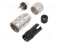 Connector: M16; plug; male; PIN: 4; 6A; 250V; 423; soldering; straight BINDER