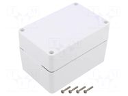 Enclosure: multipurpose; X: 120mm; Y: 80mm; Z: 75mm; ZP; ASA; white KRADEX