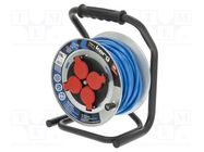 Extension lead; 3x1.5mm2; reel; Sockets: 4; PUR; blue; 20m; 16A KERG