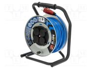 Extension lead; 3x1.5mm2; reel; Sockets: 4; PUR; blue; 40m; 16A KERG