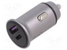USB power supply; USB A socket,USB C socket; Inom: 5A; grey; 30W VENTION