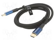 Cable; HDMI 2.1; HDMI plug,both sides; PVC; textile; Len: 1m; black VENTION