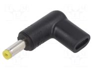 Adapter; USB C socket,DC 4,8/1,7 plug; black; angular; 100W; 5A AKYGA