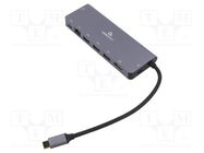 Hub USB; USB 3.1; PnP; grey; Number of ports: 8; 5Gbps; 0.15m GEMBIRD