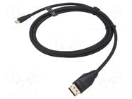 Adapter; DisplayPort plug,USB C plug; gold-plated; 2m; PVC VENTION