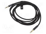 Cable; Jack 3.5mm 3pin plug,both sides; 0.5m; black; textile VENTION