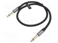 Cable; Jack 6,3mm 2pin plug,both sides; 0.5m; black; Øcable: 6mm VENTION