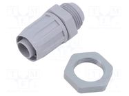 Straight terminal connector; Thread: metric,outside; IP54; grey HELLERMANNTYTON