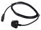 Cable; 3x1mm2; BS 1363 (G) plug,IEC C13 female; PVC; 2.5m; black Qualtek Electronics