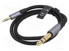 Cable; Jack 3.5mm 3pin plug,Jack 6,3mm 3pin plug; 0.5m; black VENTION