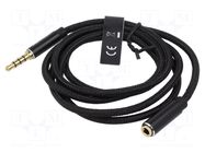 Cable; Jack 3.5mm 4pin socket,Jack 3,5mm 4pin plug; 1m; black VENTION