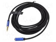 Cable; Jack 3.5mm 4pin socket,Jack 3,5mm 4pin plug; 0.5m; black VENTION