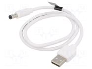 Cable; USB A plug,DC 5,5/2,5 plug; white; 0.5m; Core: Cu,tinned VENTION