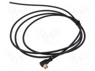 Connection lead; M8; PIN: 3; angled; 2m; plug; 4A; -25÷80°C; PUR; IP67 LUTRONIC